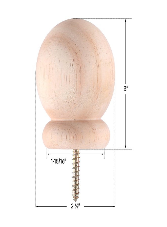 Maasechs 2 Pack 2.5" Round Wood Ball Curtain Rod Finial with Screw Newel Post Cap Wooden Finials Decorative for Bed Post DIY Crafts - Image 2